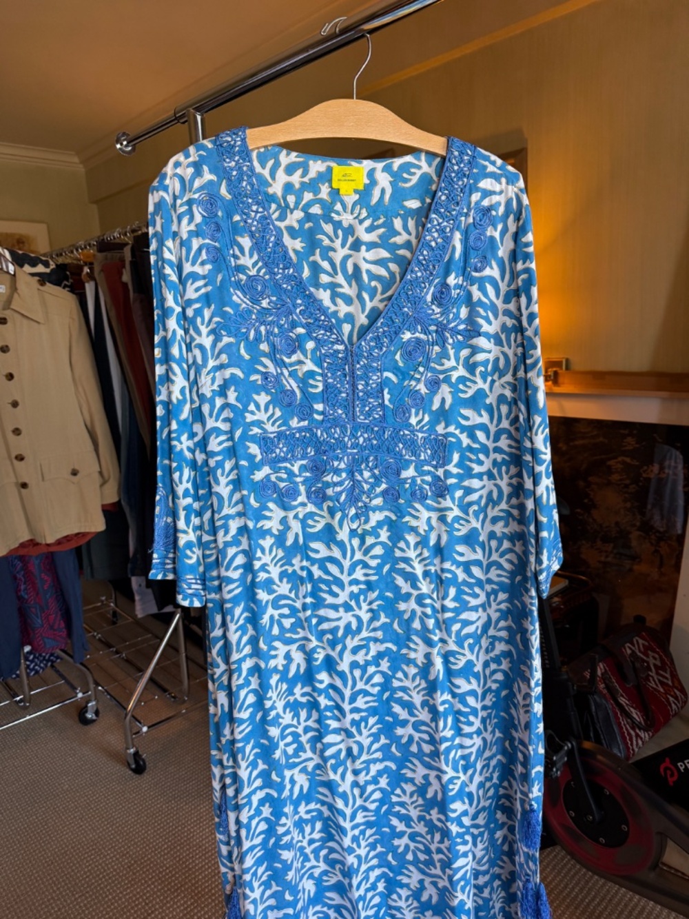 Roller Rabbit blue White/ Blue Maxi Shirt Dress Size L